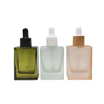 Los más vendidos Botella cuentagotas cuadrada de vidrio Botella de vidrio de suero Gotero de 30 ml con la mejor calidad